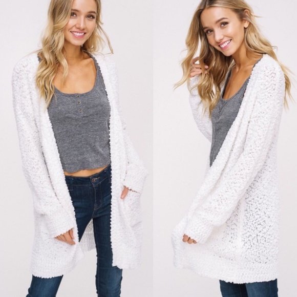 Sweaters - NEW Long Winter White  Chunky Knit Cardigan